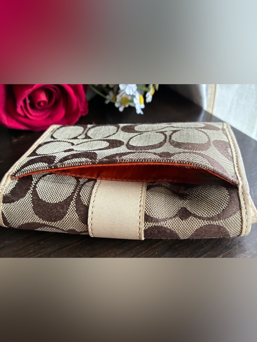 Coach Brown/Tan Signature Canvas Bifold Wallet - Picture 9 of 10